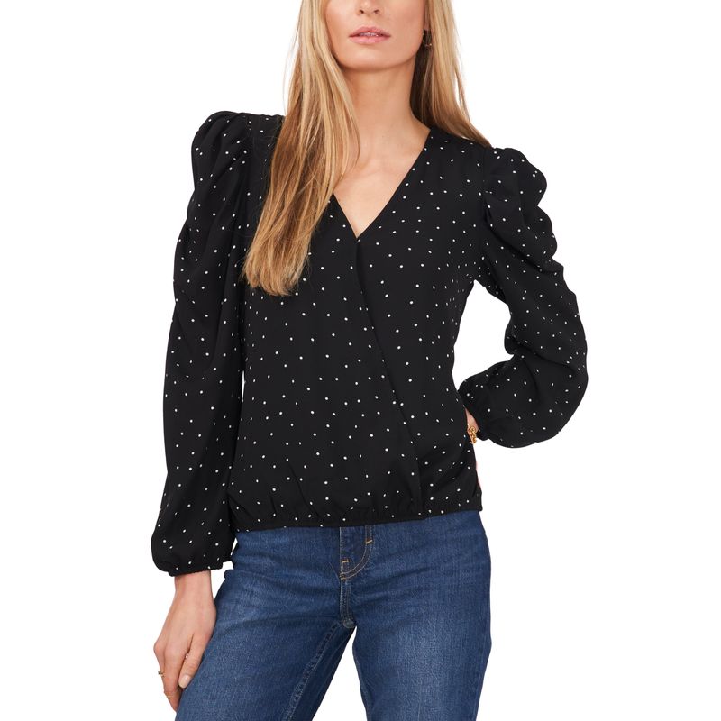 Sam Jess Womens Surplice Puff Sleeve Top